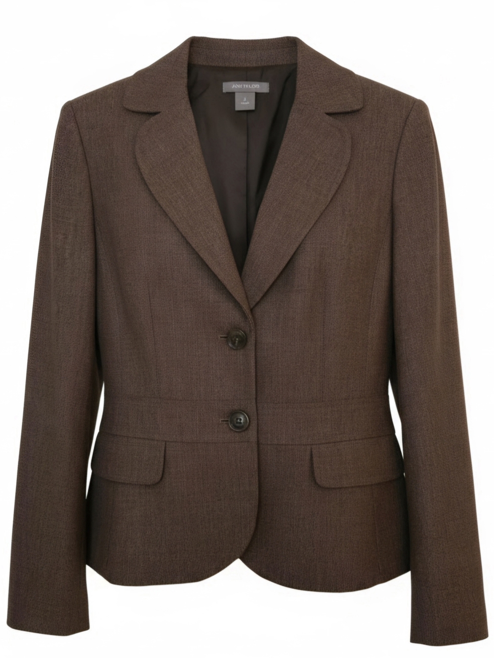 Ann Taylor Textured Brown Two-Button Peplum Blazer Suit Jacket 8